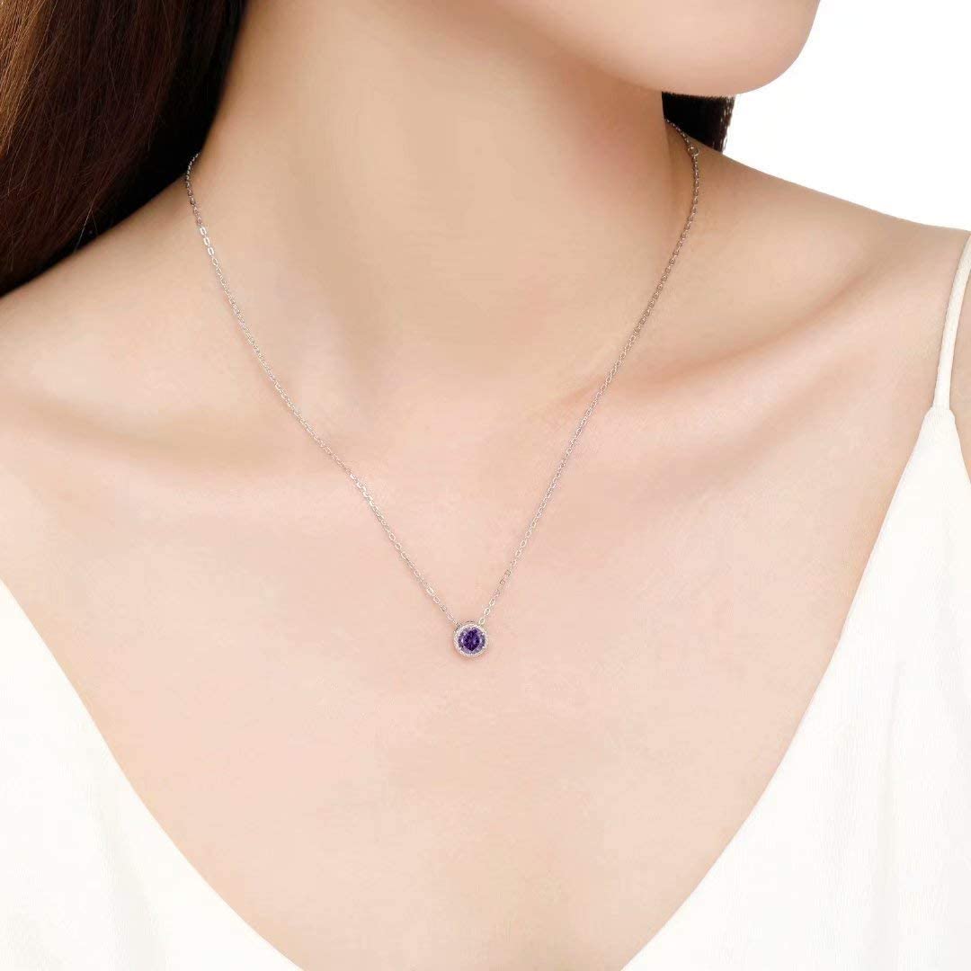 Presentski Birthstone Necklace for Women Sterling Silver 925 Solitaire Pendant Dainty Necklace Birthday Gifts for Women Girls Birthstone Necklaces for Mom - Image 2